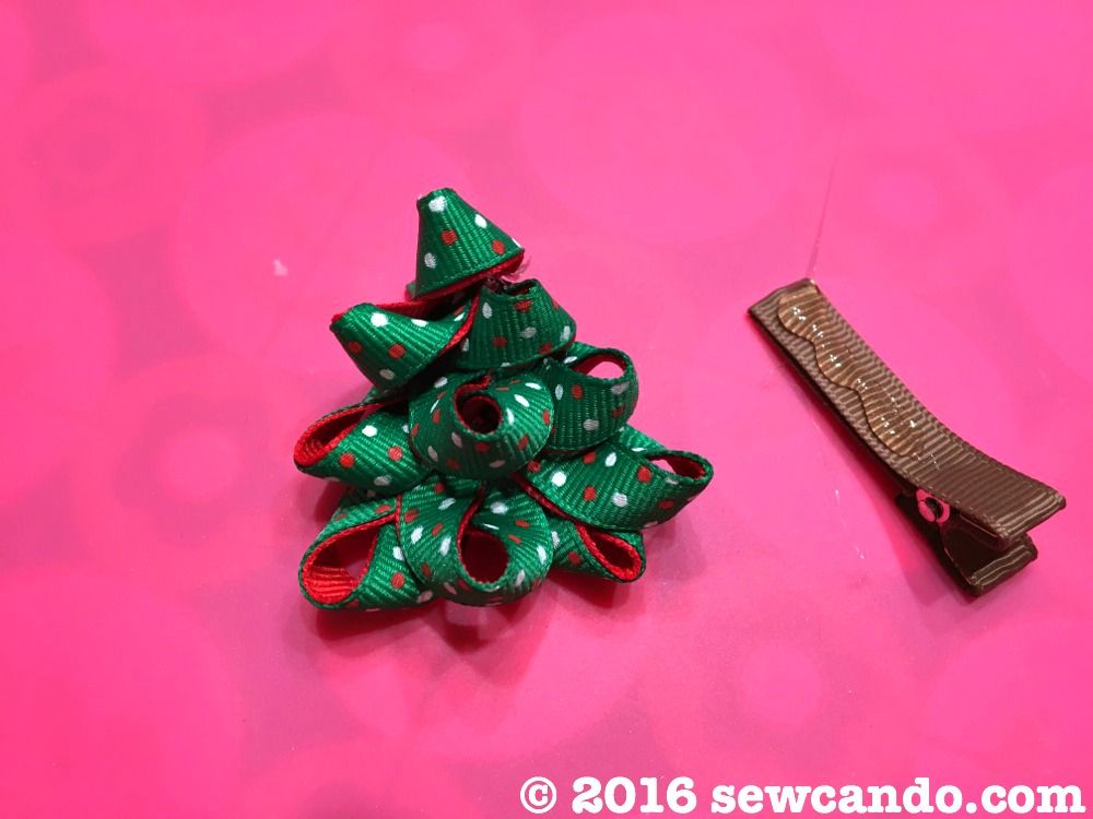 Sew Can Do Tutorial Time 3D Ribbon Christmas Tree Hair Clips